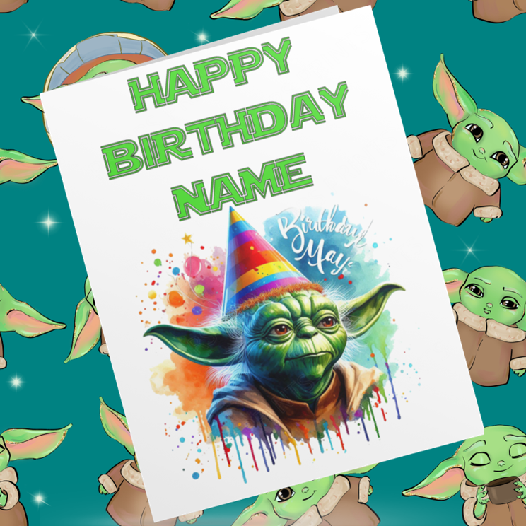 Baby Yoda/ Grogu Personalised Birthday Cards
