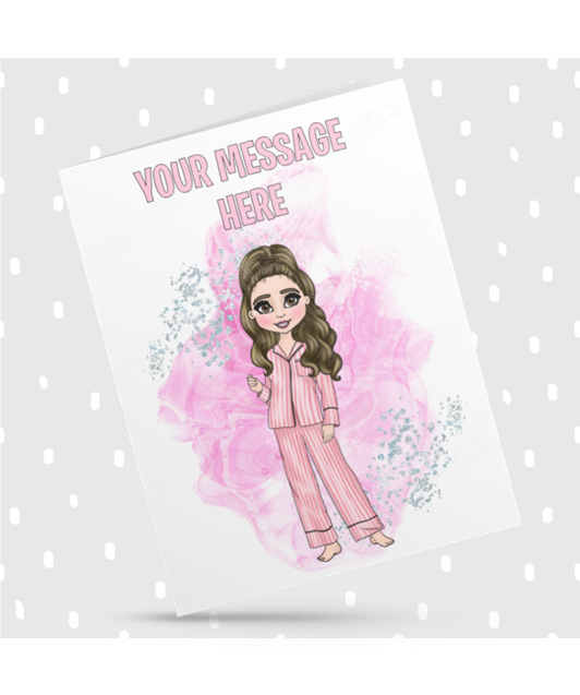 Make Up Female in Pink Personalised Card For Any Occasion
