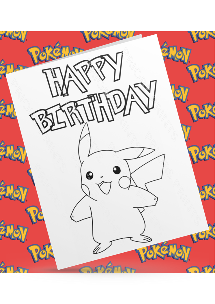 Pokemon- Colour Your Own Birthday Card