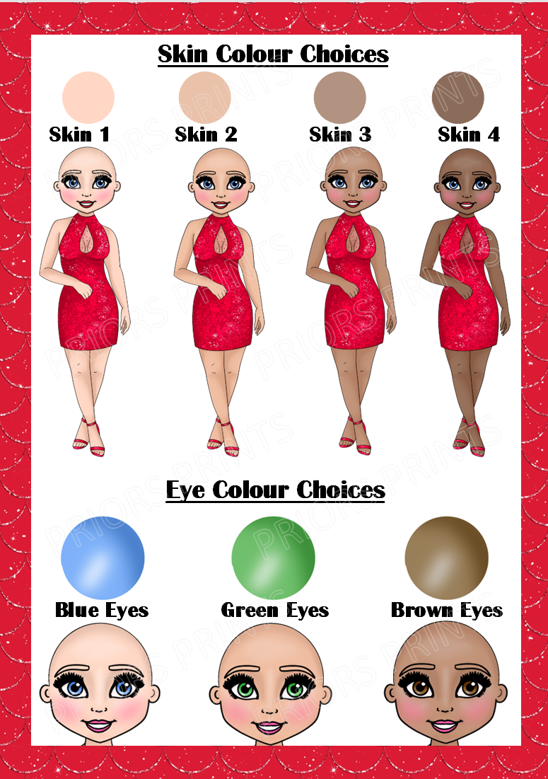 Red Dress Female Personalised Card For Any Occasion