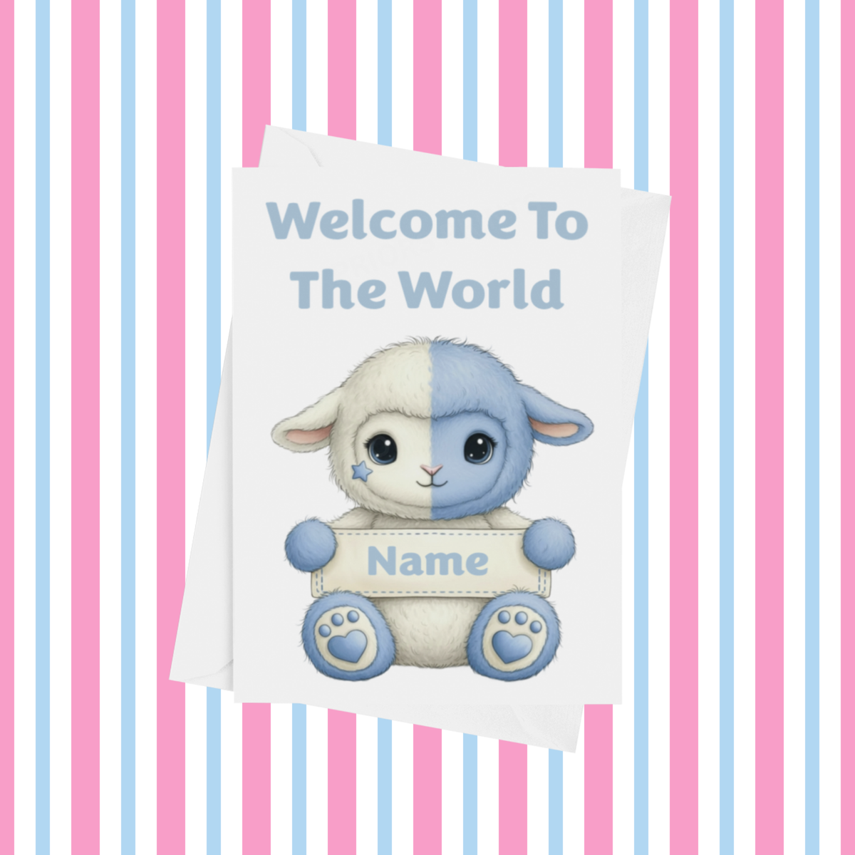 Welcome To The World Personalised Card for New Baby Animals with Blue Star