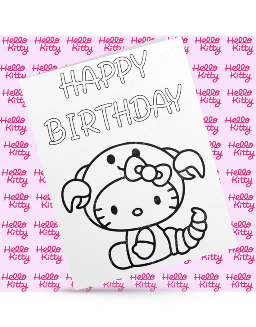 Hello Kitty Zodiac Colour Your Own Birthday Card (Star Signs)