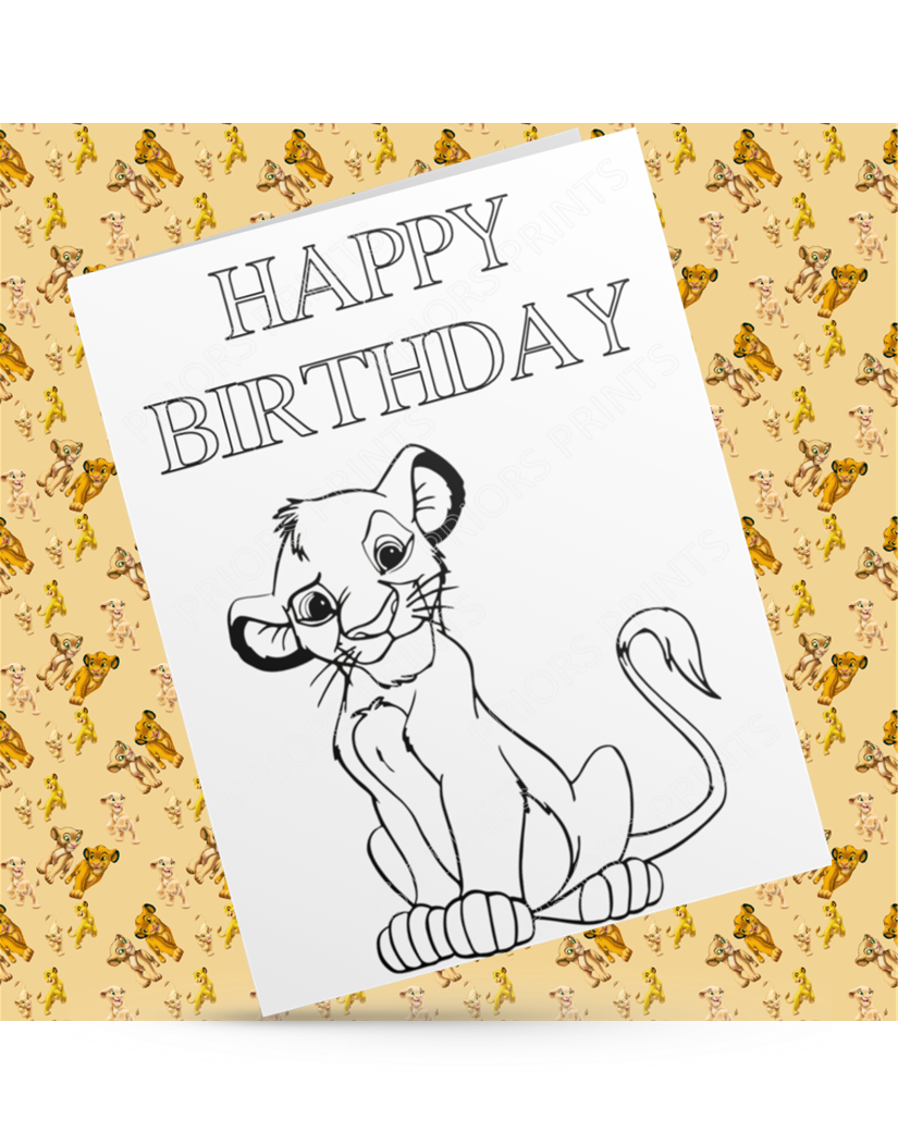 Lion King Colour Your Own Birthday Card