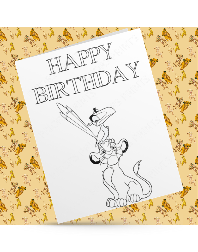 Lion King Colour Your Own Birthday Card