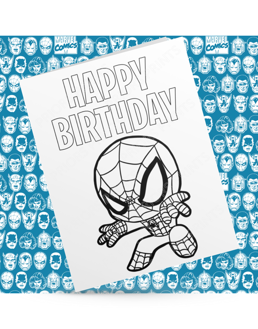 Marvel Characters Colour Your Own Birthday Card
