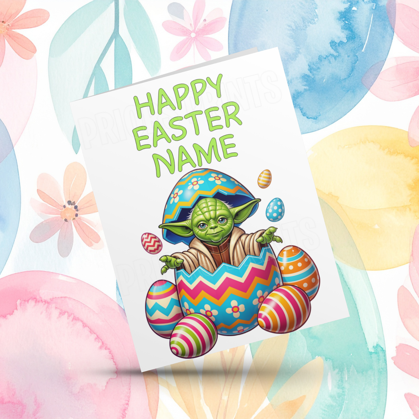 Mixed Characters in Easter Egg Personalised Easter Card- Listing 1