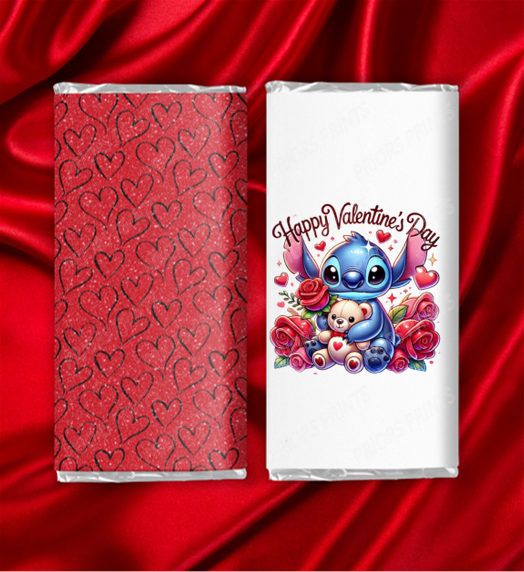 Stitch Valentines Chocolate Bar Wrappers