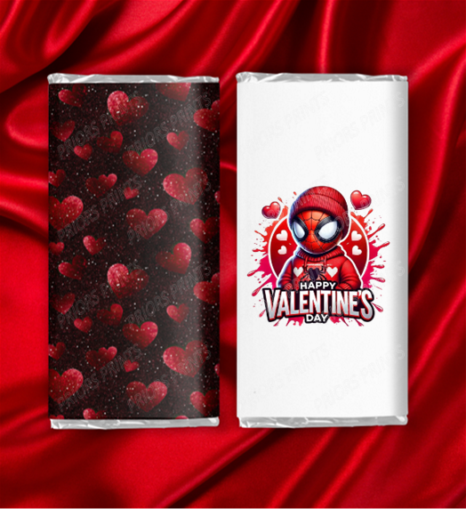Spiderman Valentines Chocolate Bar Wrappers