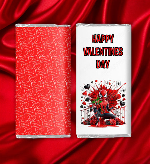 Spiderman Valentines Chocolate Bar Wrappers