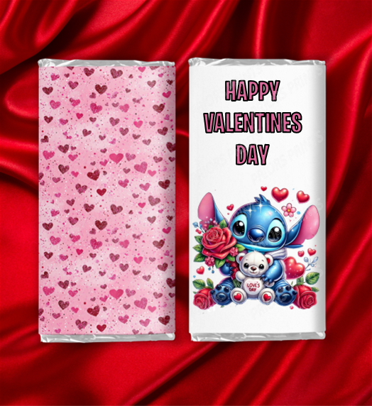 Stitch Valentines Chocolate Bar Wrappers