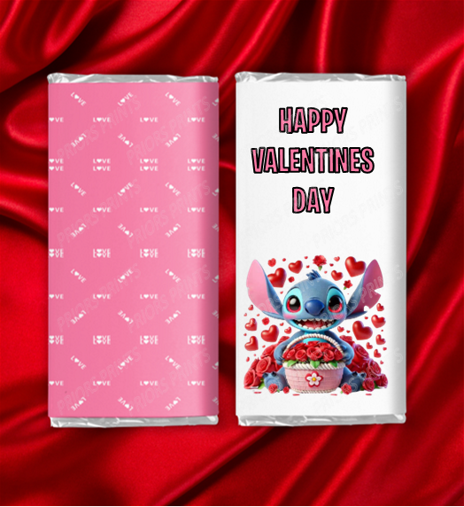Stitch Valentines Chocolate Bar Wrappers