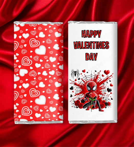 Spiderman Valentines Chocolate Bar Wrappers