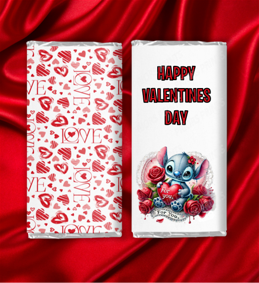 Stitch Valentines Chocolate Bar Wrappers