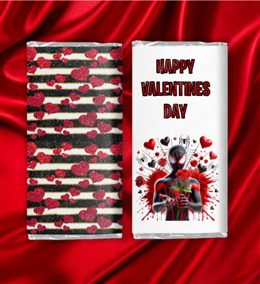 Spiderman Valentines Chocolate Bar Wrappers