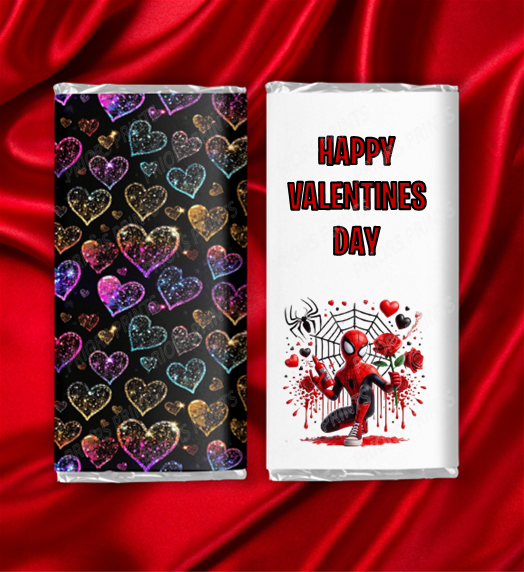 Spiderman Valentines Chocolate Bar Wrappers