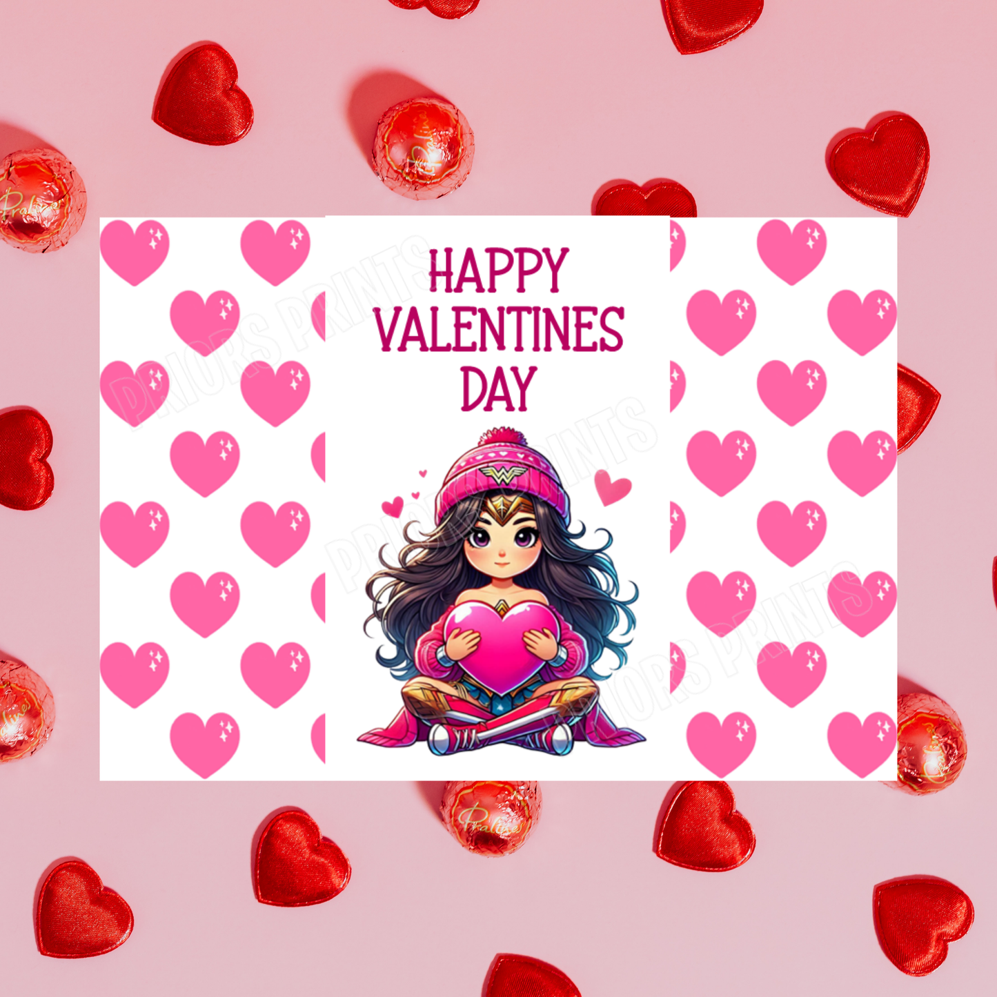 Character with Pink Heart Valentines Day Chocolate Bar Wrapper I Spiderman I Groot I Stitch I Mario I Pikachu I Iron Man I Deadpool I Sonic