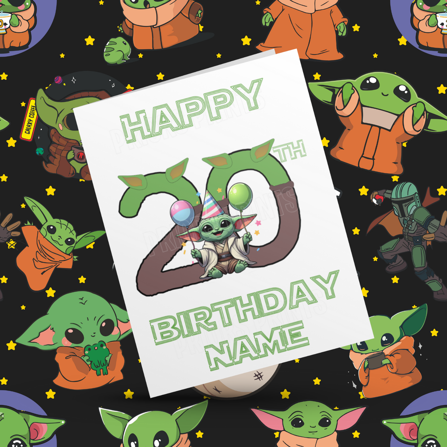 Personalised Baby Yoda Birthday Card with Age 1-20 Years (Starwars)