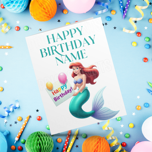 Personalised Ariel Birthday Card I The Little Mermaid