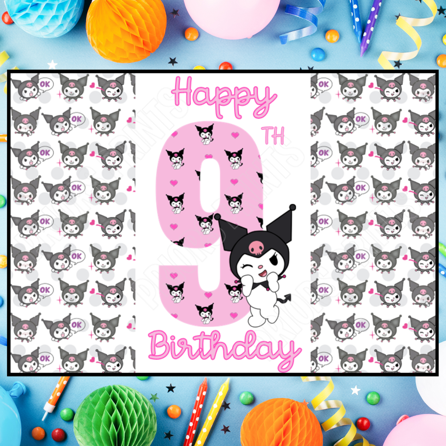 Kuromi Birthday Chocolate Bar Wrapper with Age 5-20 Years (Matches Cards)