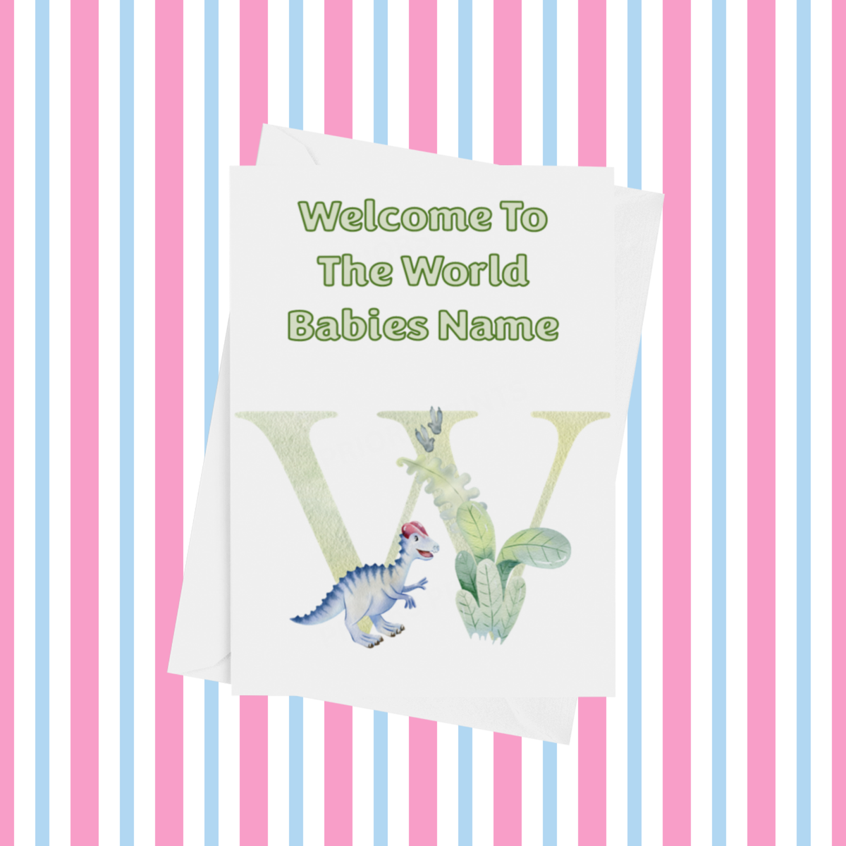 Welcome To The World Dinosaur Personalised Card for New Baby in Gold