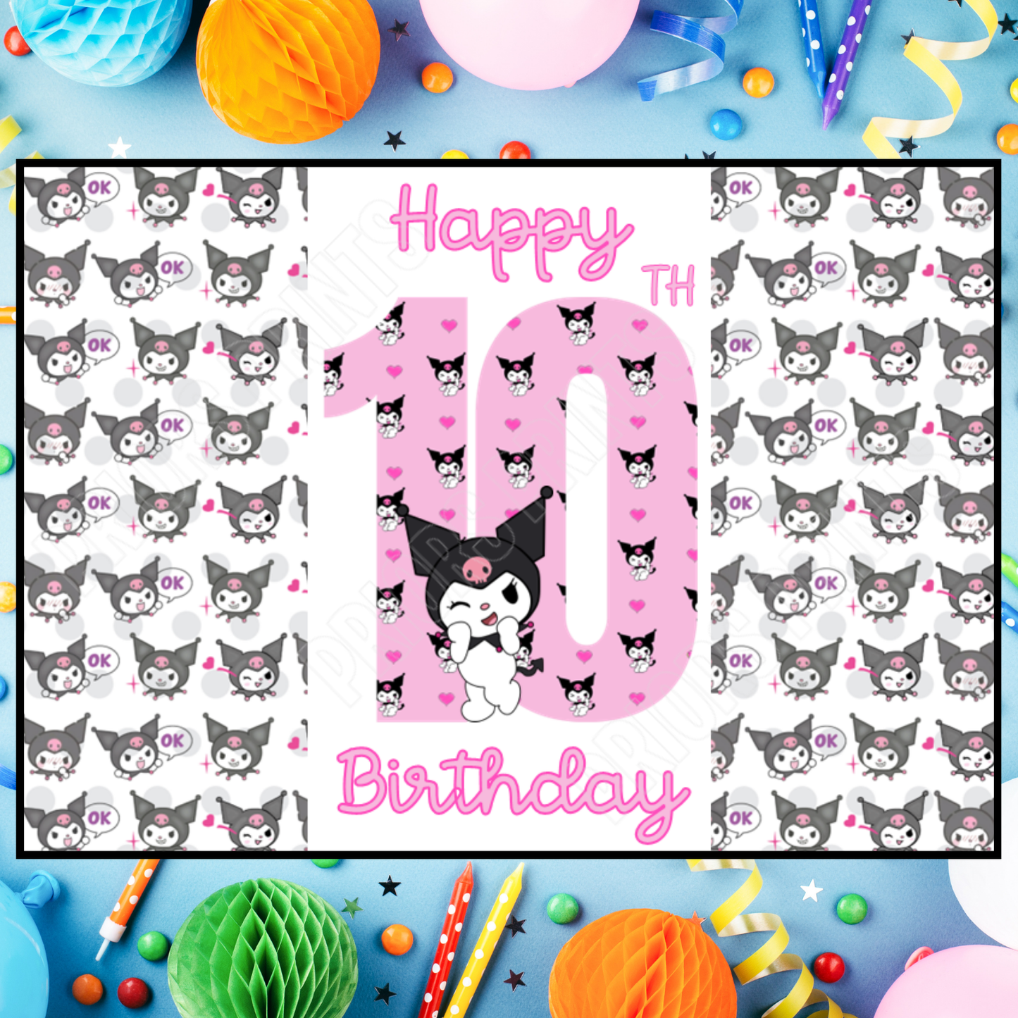 Kuromi Birthday Chocolate Bar Wrapper with Age 5-20 Years (Matches Cards)