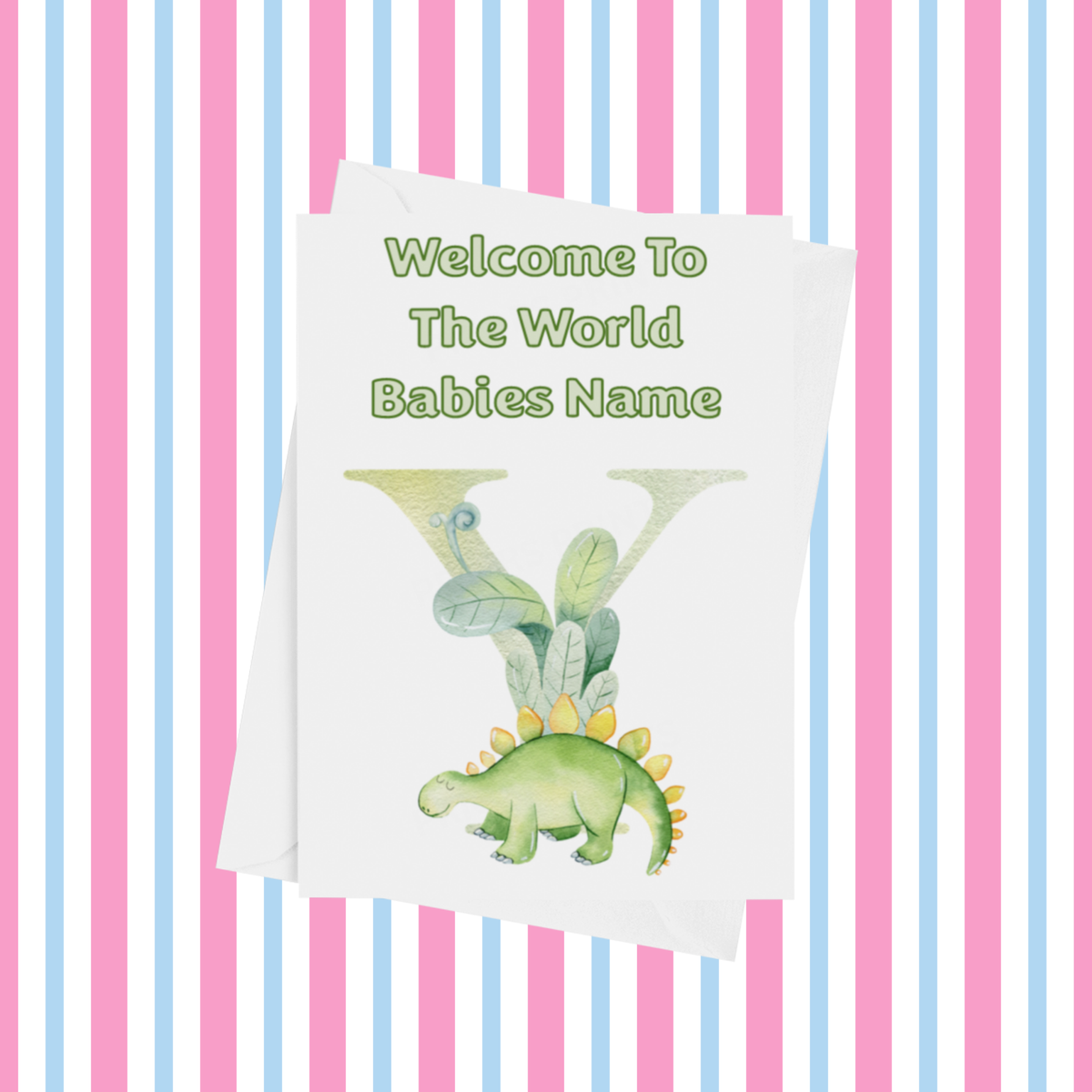Welcome To The World Dinosaur Personalised Card for New Baby in Gold