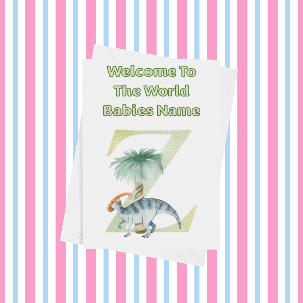 Welcome To The World Dinosaur Personalised Card for New Baby in Gold