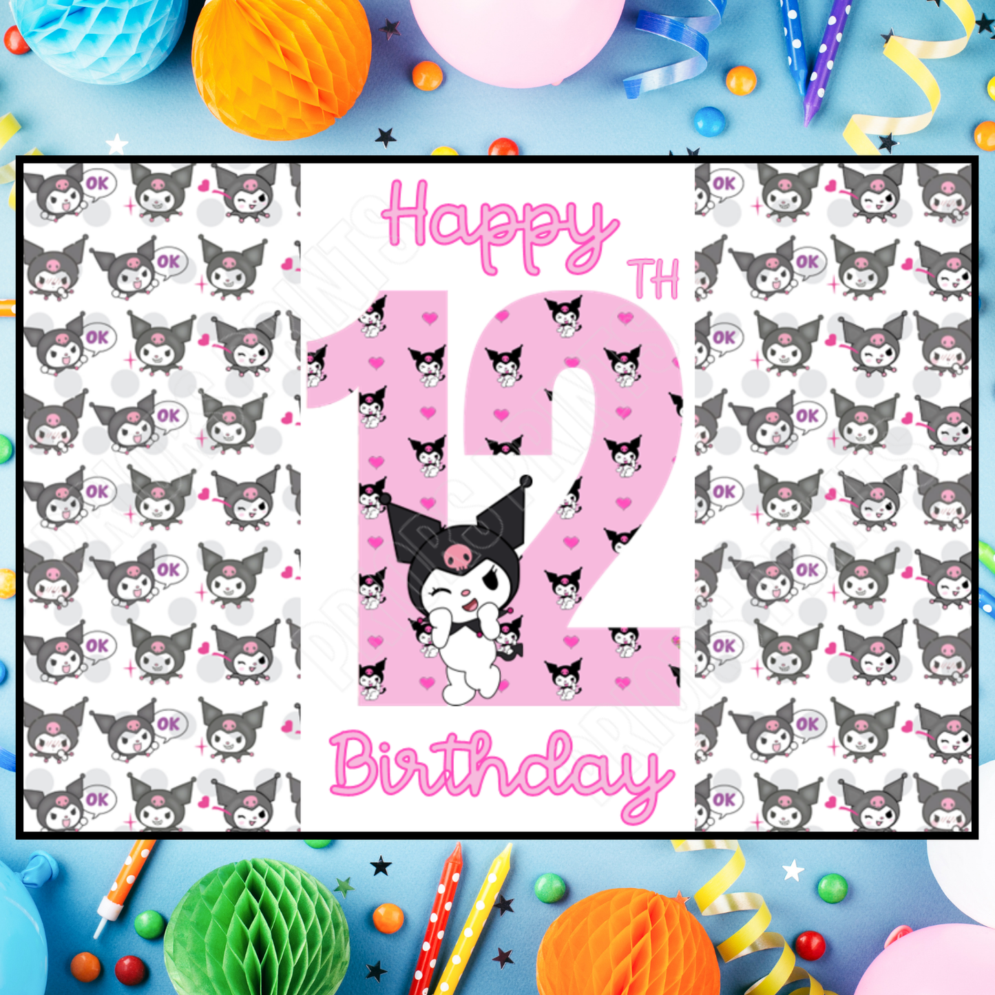 Kuromi Birthday Chocolate Bar Wrapper with Age 5-20 Years (Matches Cards)