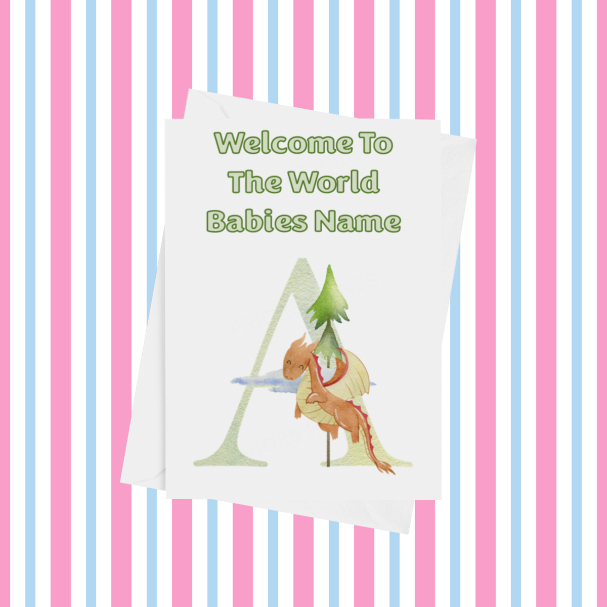 Welcome To The World Dragon Personalised Card for New Baby in Gold