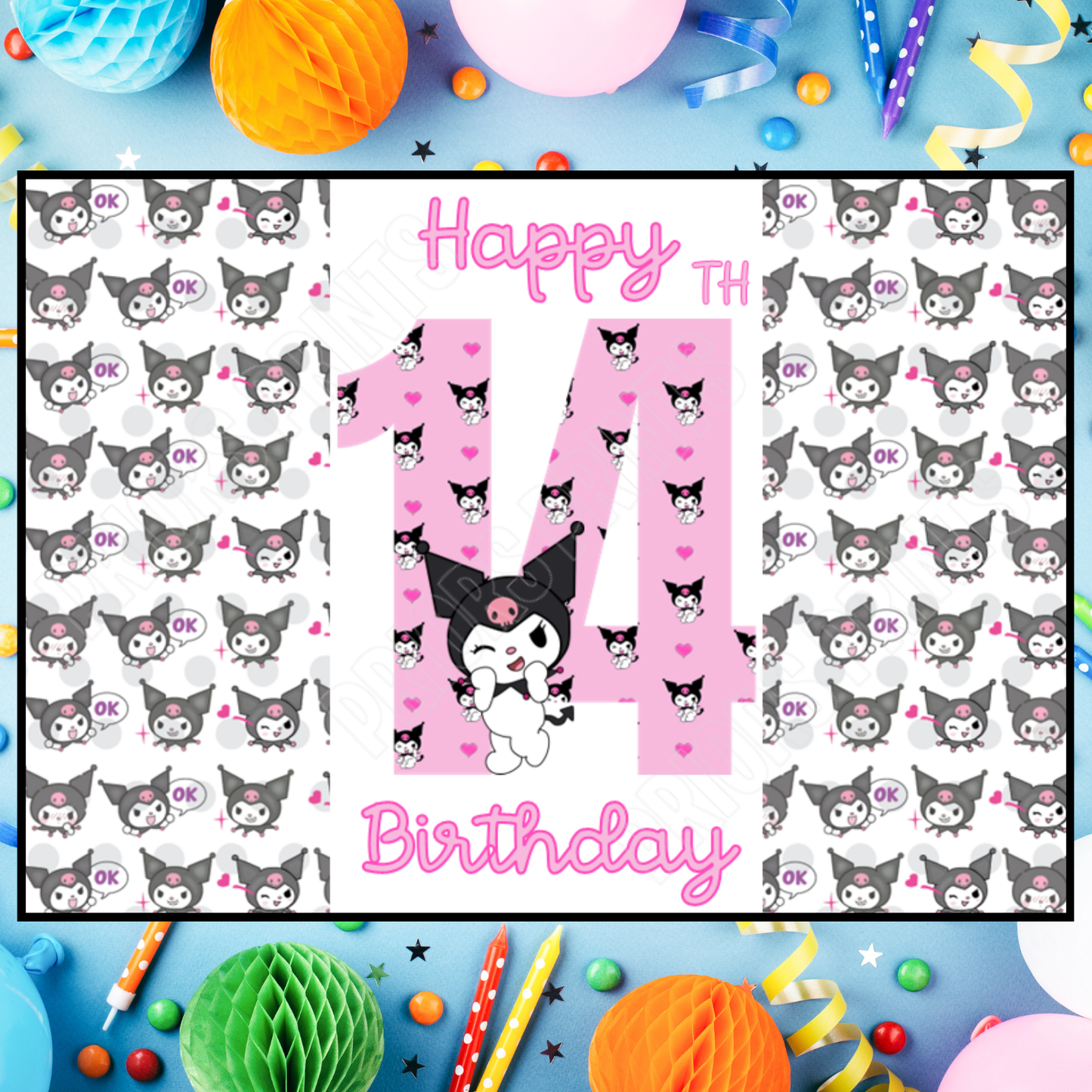 Kuromi Birthday Chocolate Bar Wrapper with Age 5-20 Years (Matches Cards)