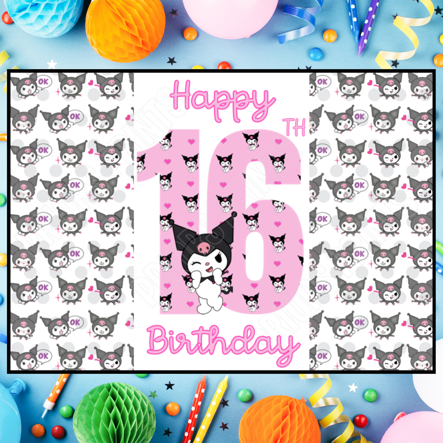 Kuromi Birthday Chocolate Bar Wrapper with Age 5-20 Years (Matches Cards)