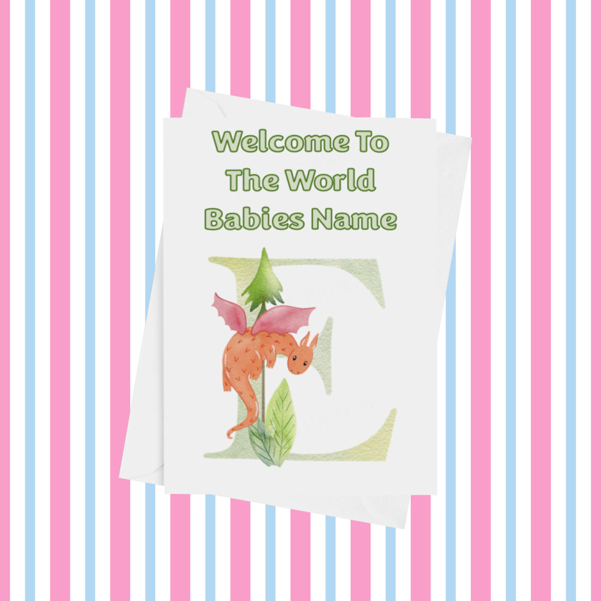 Welcome To The World Dragon Personalised Card for New Baby in Gold