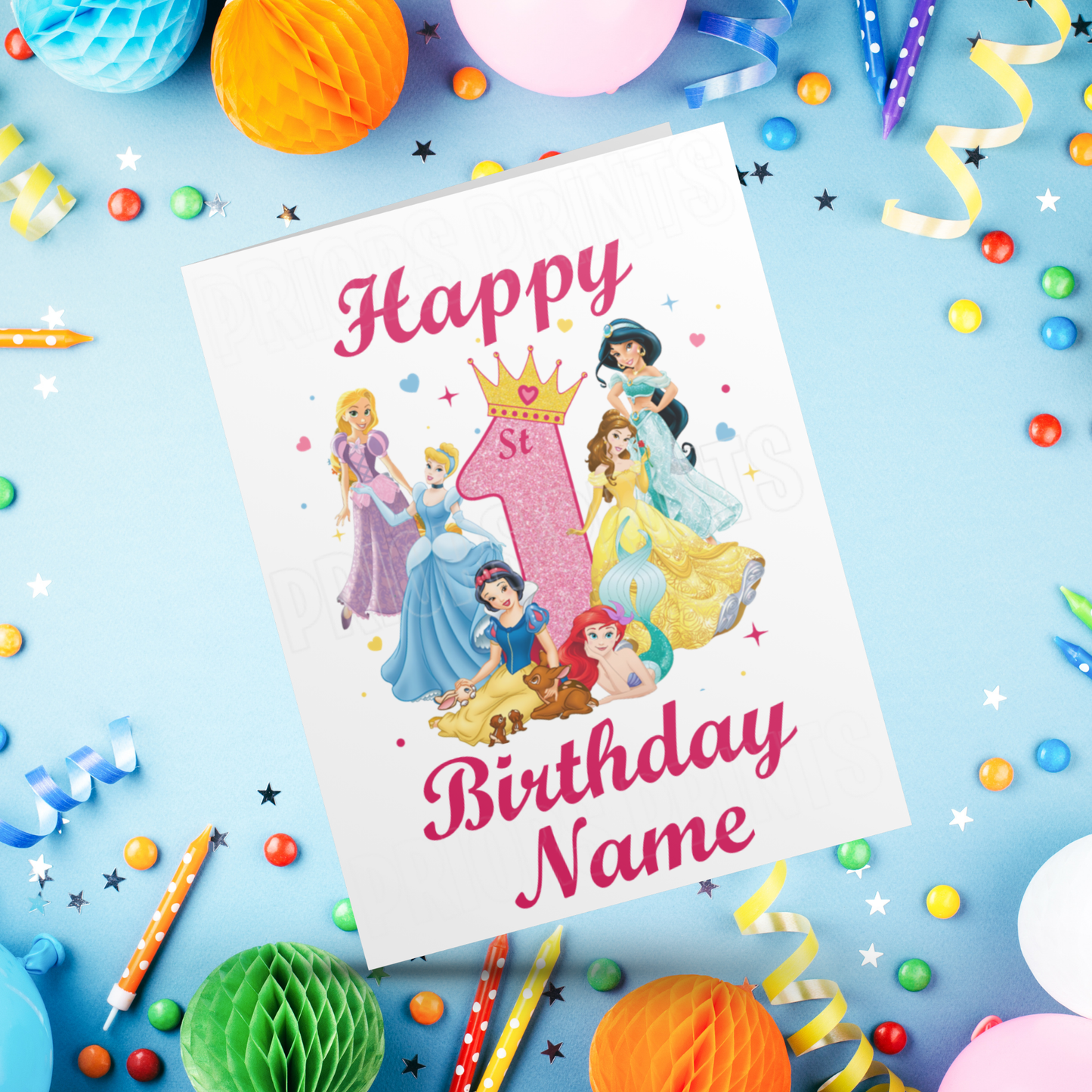 Personalised Princess Birthday Card with age 1-9 I Disney I Snow White I Cinderella I Ariel I Aurora I Jasmine I Rapunzel I The Little Mermaid I Sleeping Beauty I Tangled I Aladin