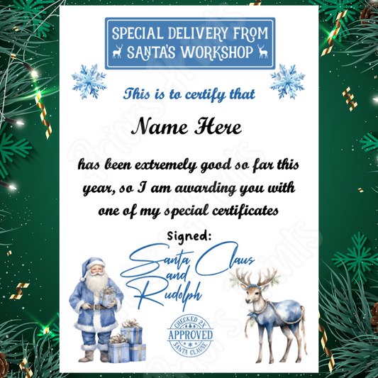 Personalised Santa Certificate A5 with 3 Different Designs to choose from