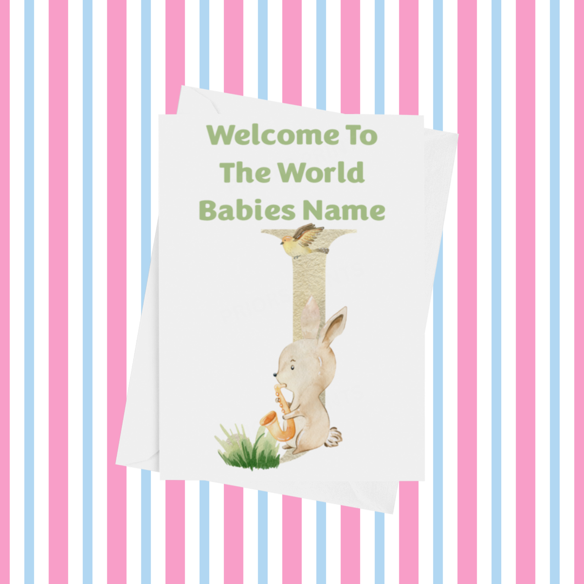 Welcome To The World Music Animals Personalised Card for New Baby