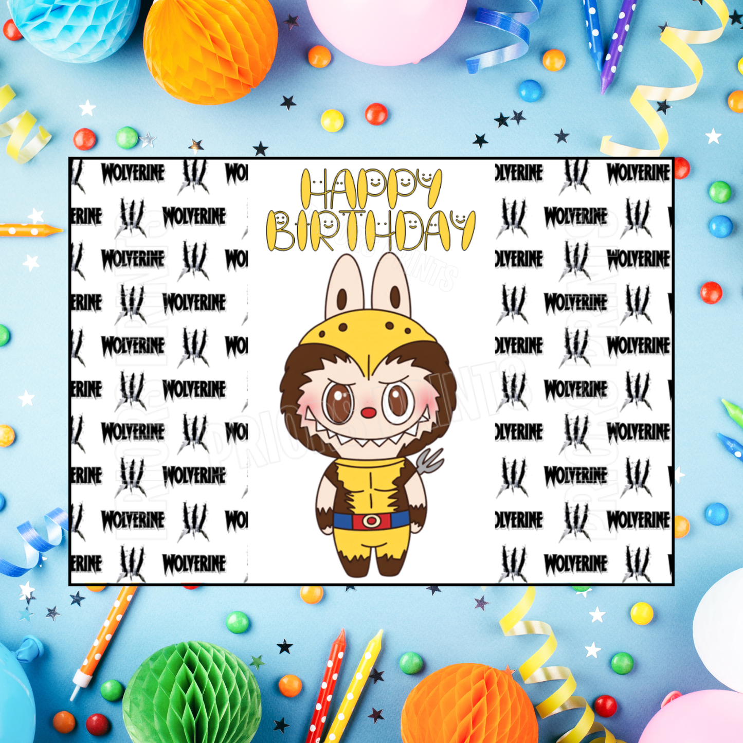 Labubu Dressed as Superhero Characters Birthday Chocolate Bar Wrappers