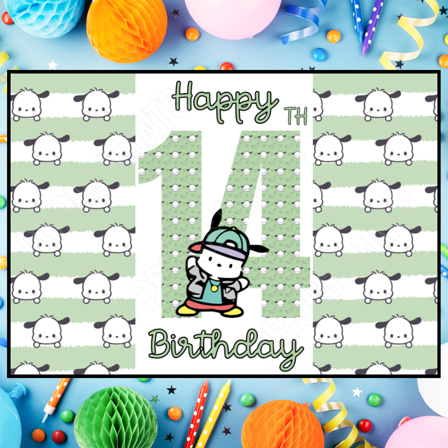 Pochacco Birthday Chocolate Bar Wrapper with Age 5-20 Years (Matches Cards)