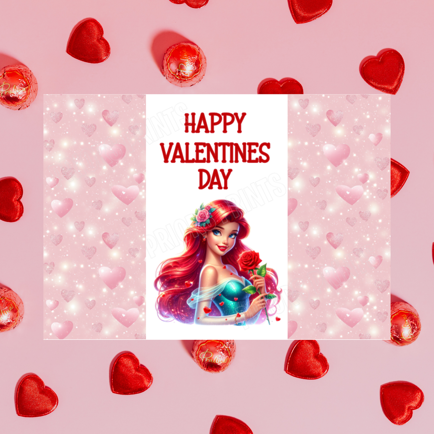 Princess Valentines Day Chocolate Bar Wrappers Anna  Belle  Cinderella  Merida Elsa  Jasmine  Ariel Mulan  Rapunzel  Snow White
