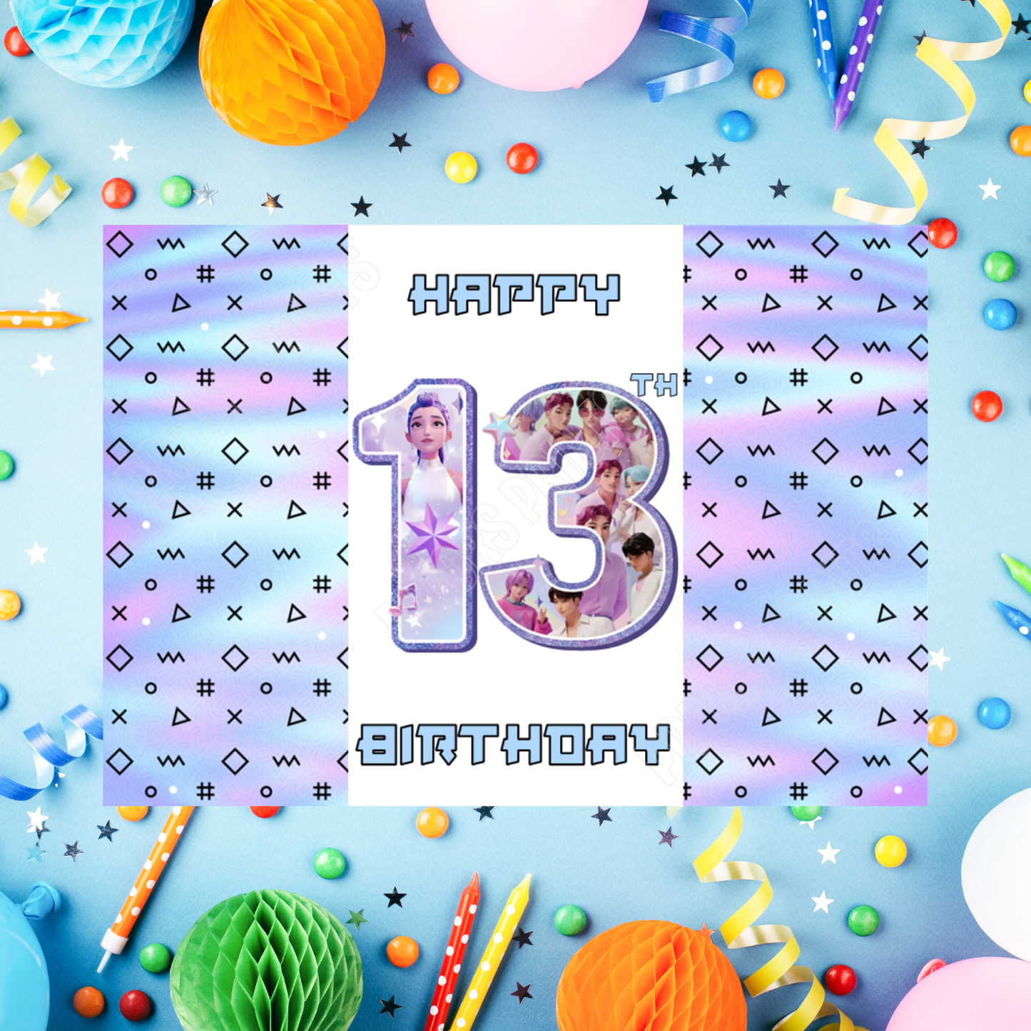 K-Pop Birthday Chocolate Bar Wrapper with Age 4-20 Years K Pop