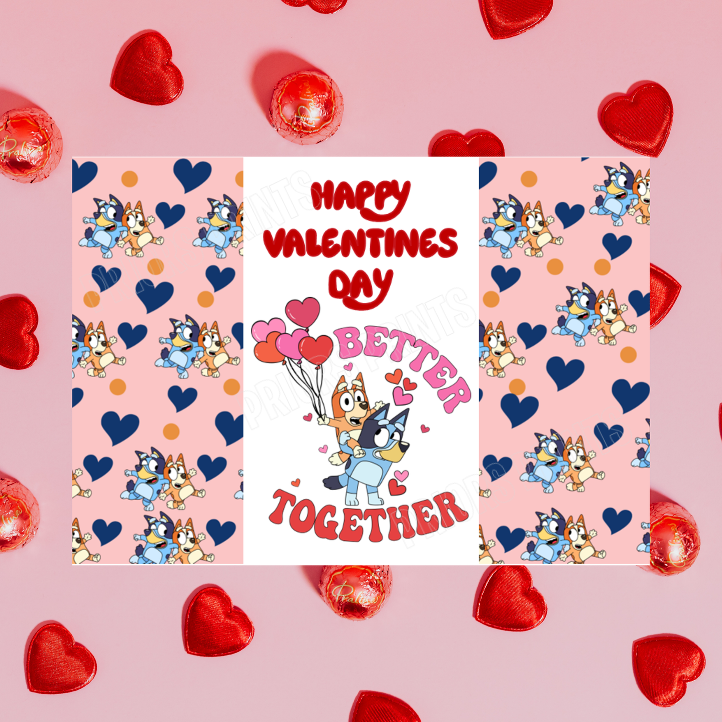 Bluey Valentines Chocolate Bar Wrapper
