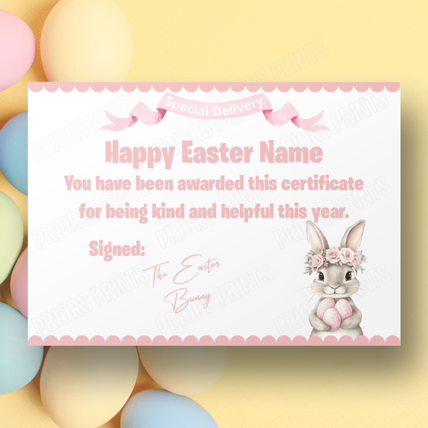 Easter Bunny A4 Certificate