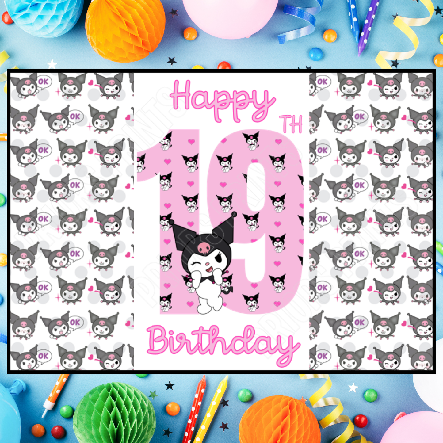 Kuromi Birthday Chocolate Bar Wrapper with Age 5-20 Years (Matches Cards)