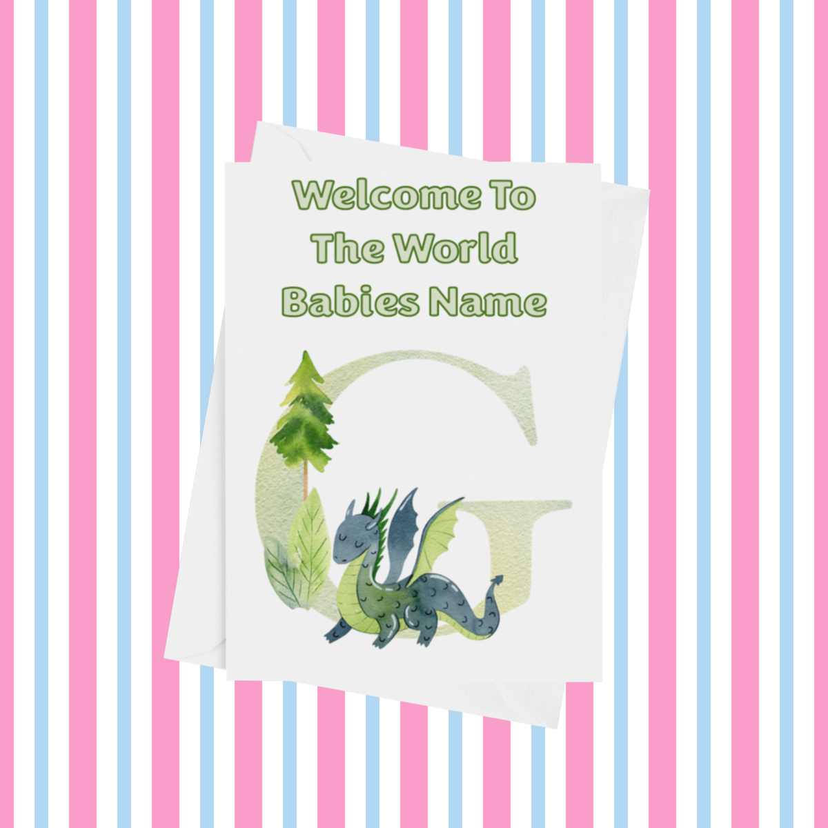 Welcome To The World Dragon Personalised Card for New Baby in Gold