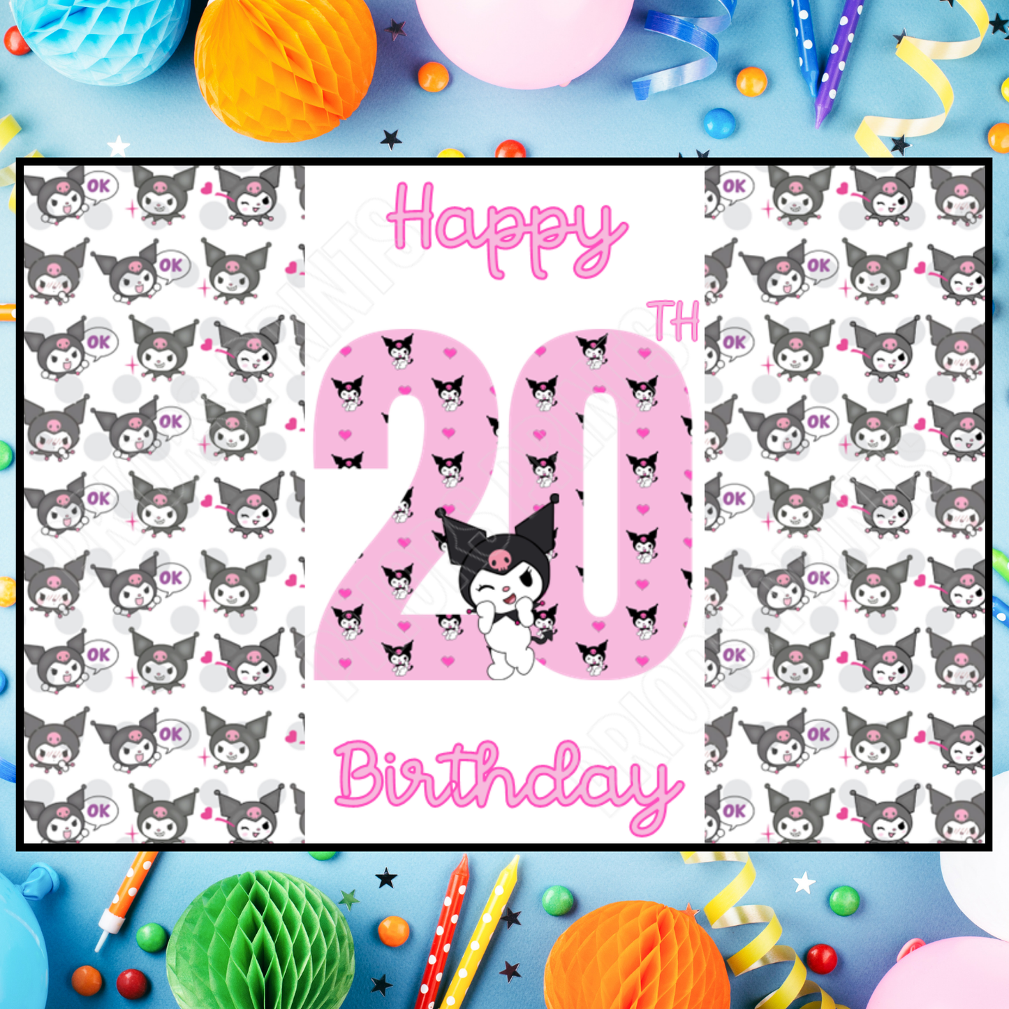 Kuromi Birthday Chocolate Bar Wrapper with Age 5-20 Years (Matches Cards)