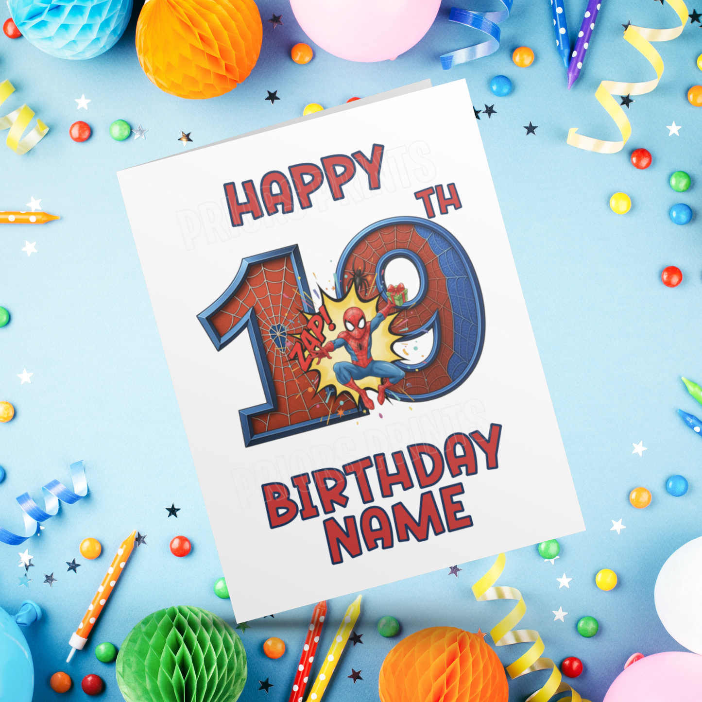 Personalised Spiderman Birthday Card with age 1-20 I Marvel I Superhero