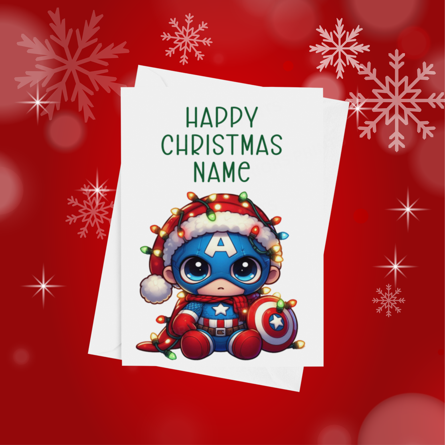 Characters in Christmas Lights Personalised Christmas Card