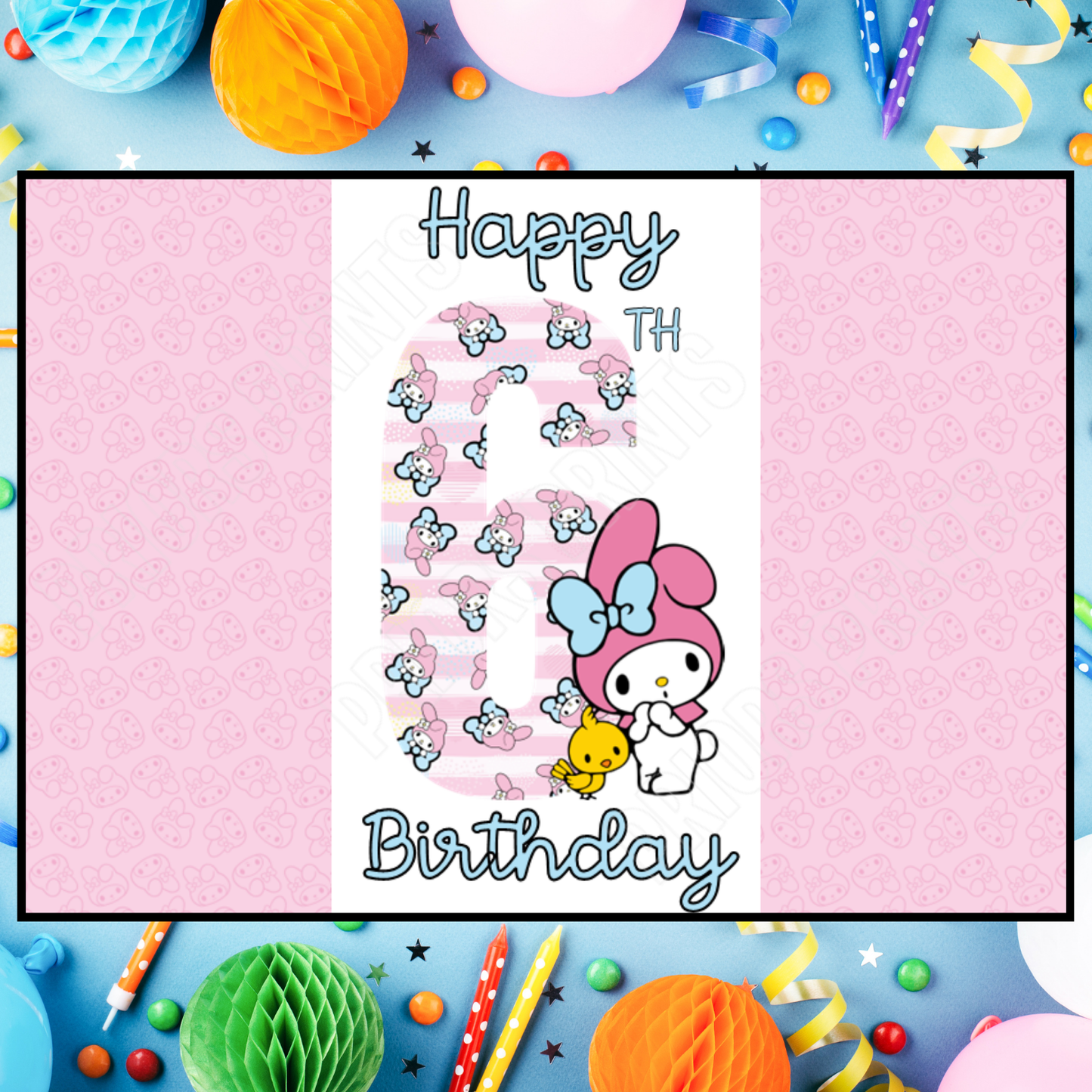 My Melody Birthday Chocolate Bar Wrapper with Age 5-20 Years (Matches Cards)