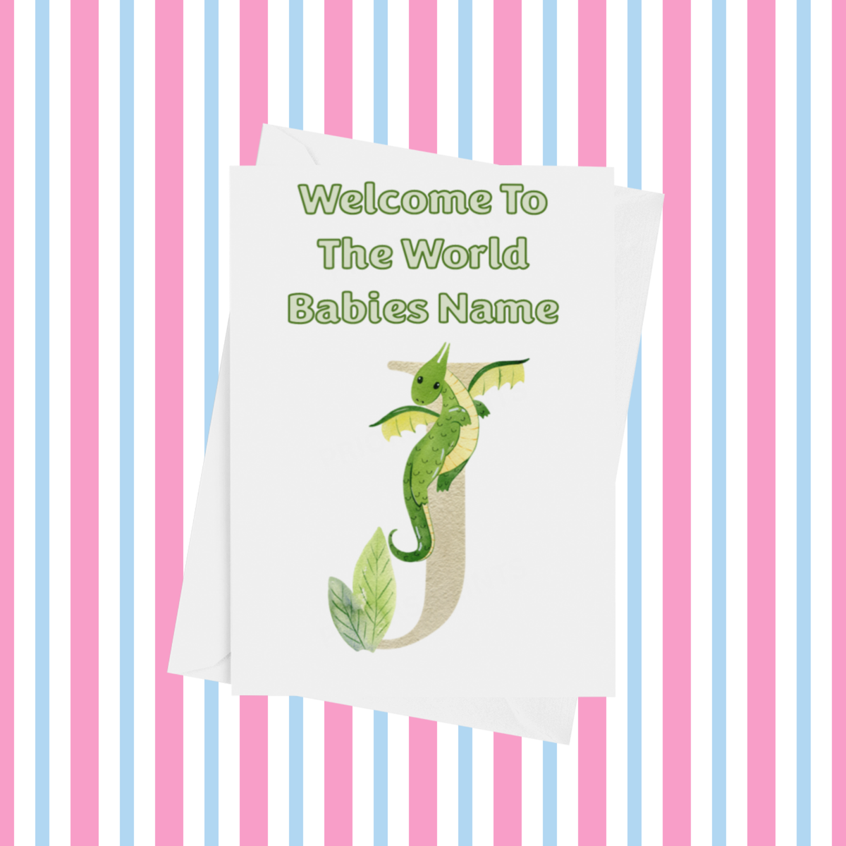 Welcome To The World Dragon Personalised Card for New Baby in Gold