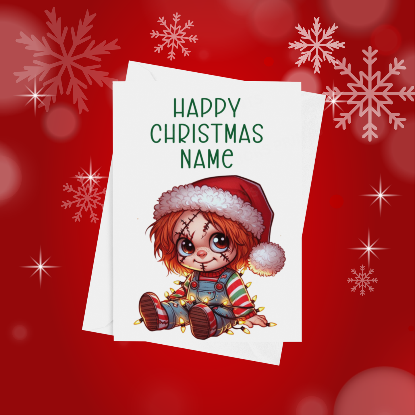 Characters in Christmas Lights Personalised Christmas Card