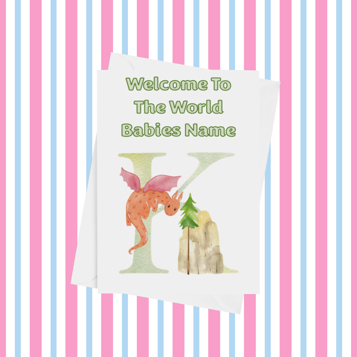 Welcome To The World Dragon Personalised Card for New Baby in Gold